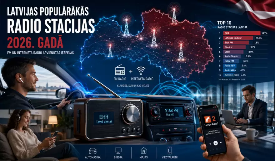 Radio ainava Latvijā 2026. gadā: Klausītākās stacijas un tendences